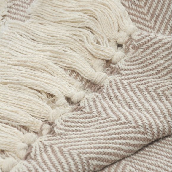 Diamond Tufted Throw Blanket / Beige & Cream / Cotton Throw Blanket / 60"x50" - Picture 9 of 11